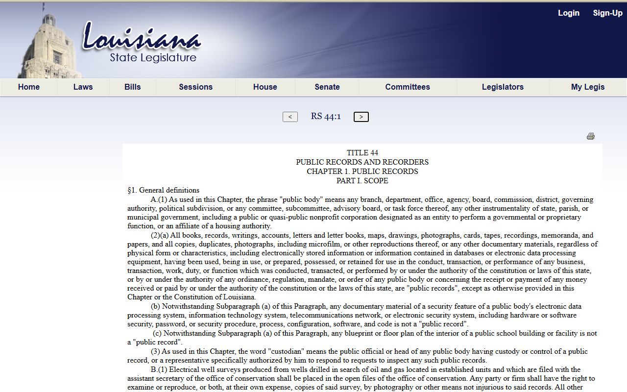 Washington Parish Clerk of Court Louisiana public records definition