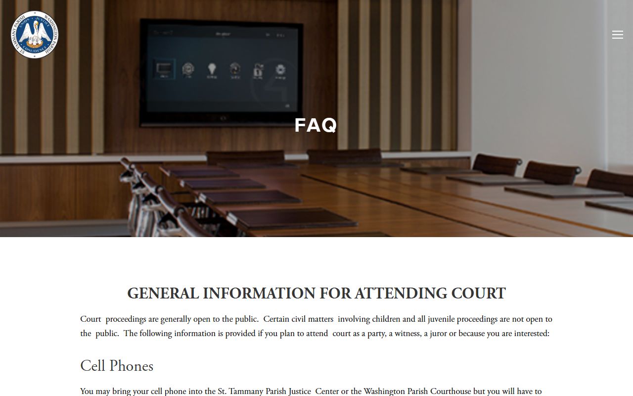 Washington Parish court dockets 22nd JDC FAQ public access