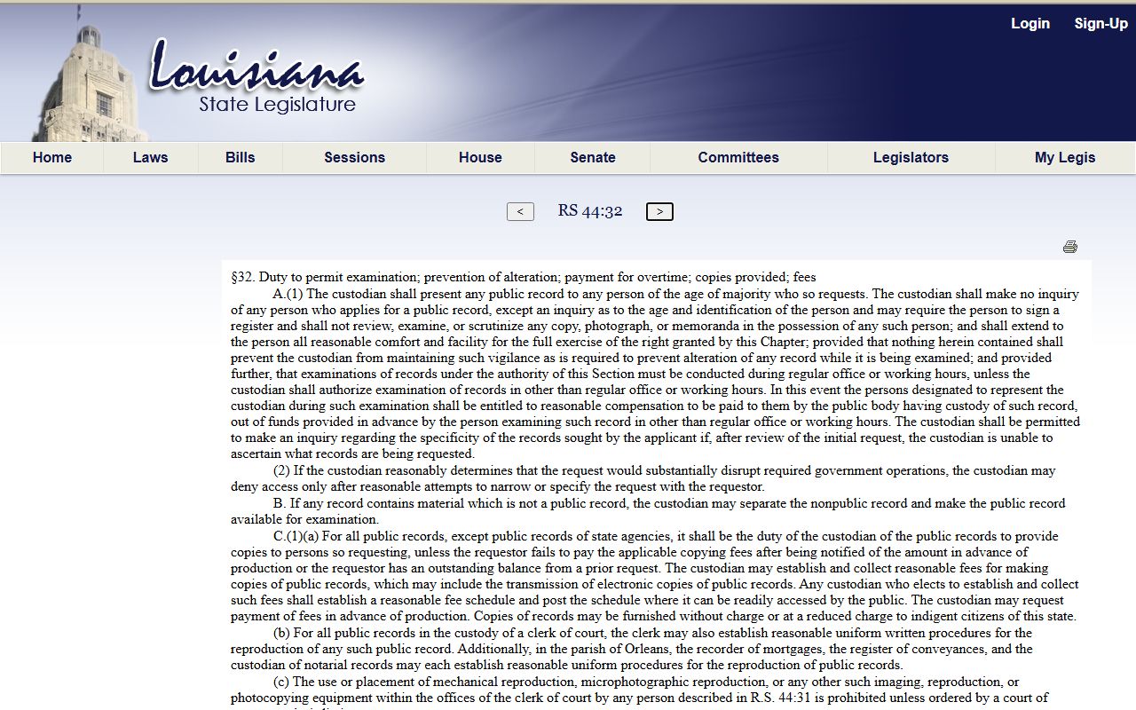 Washington Parish court records custodian duties statute