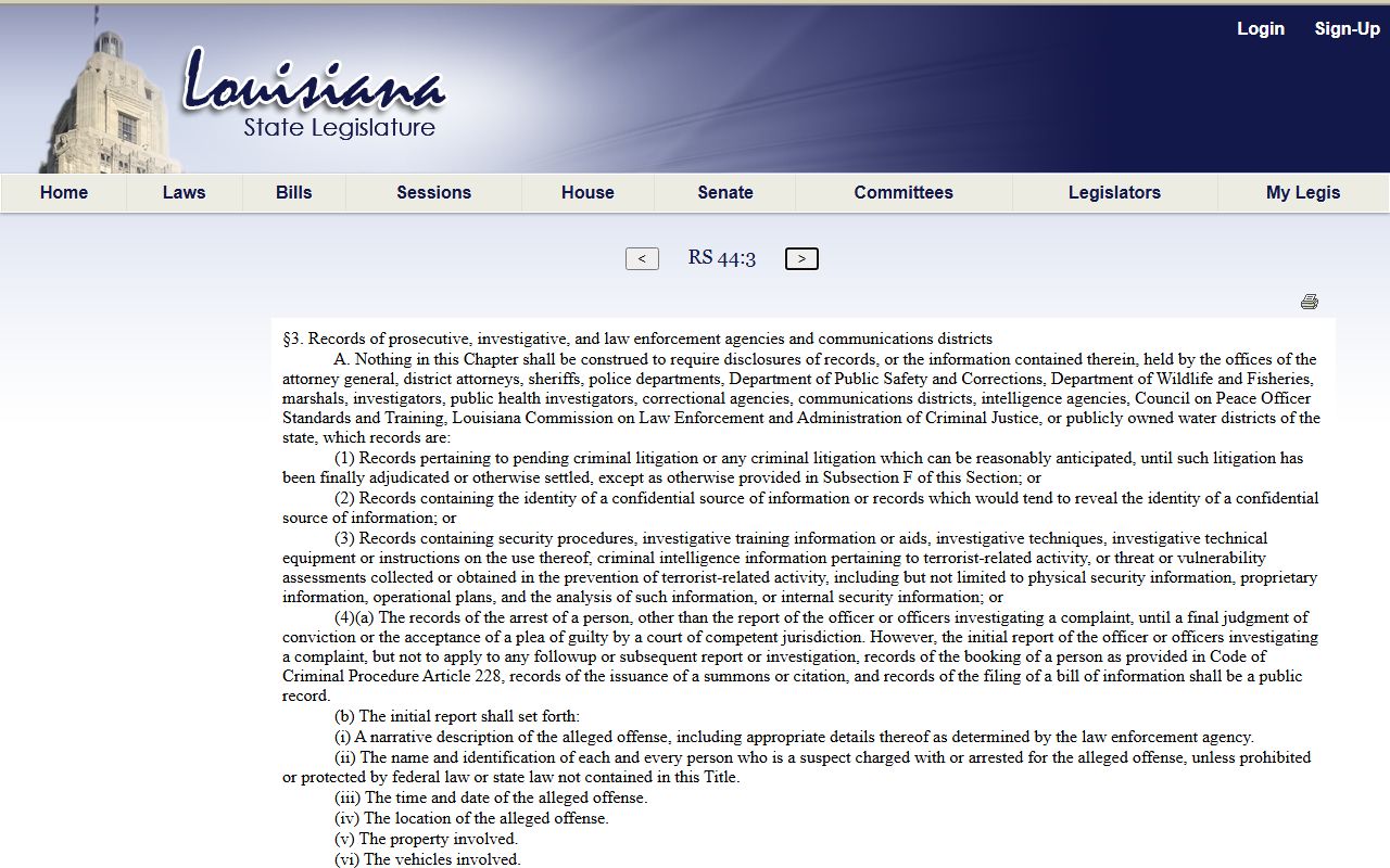 Washington Parish criminal court records law enforcement limits statute