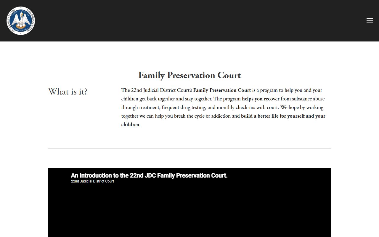 Washington Parish District Court Family Preservation Court page