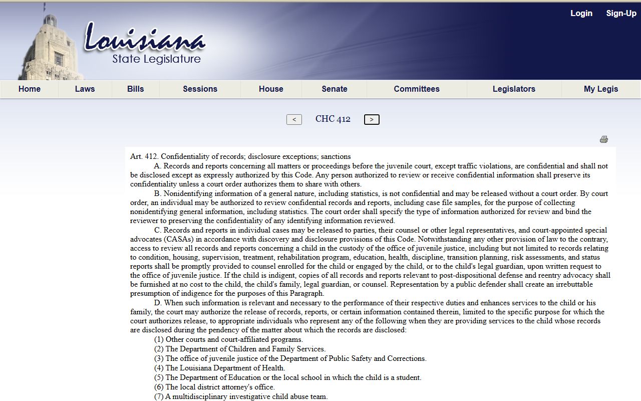 Washington Parish District Court juvenile confidentiality statute