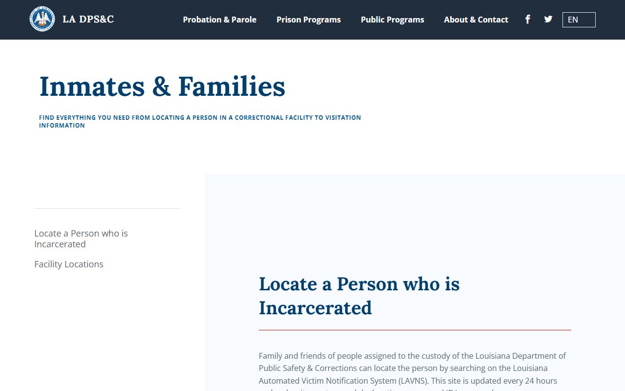 Washington Parish inmate records Louisiana DOC offender information