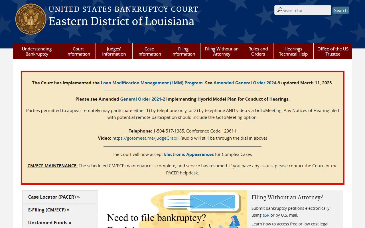 Washington Parish probate records Eastern District bankruptcy court