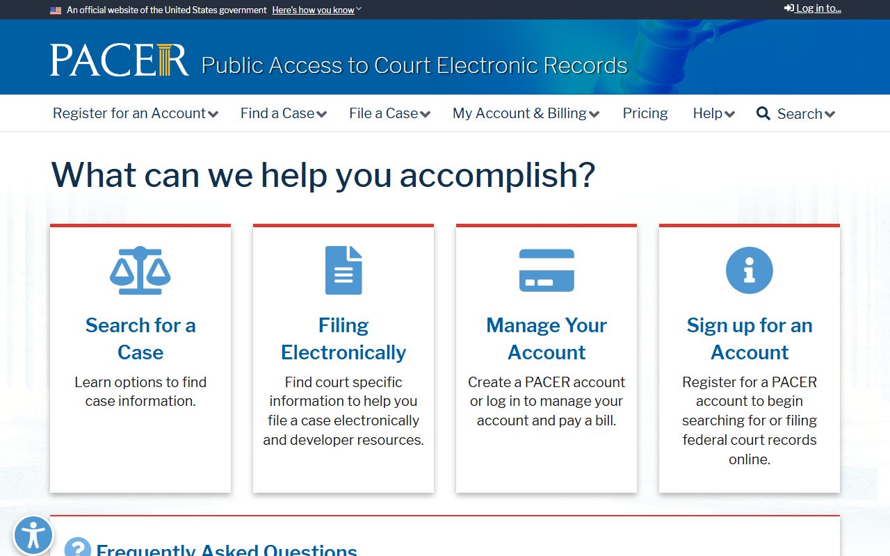 Washington Parish probate records PACER federal case access
