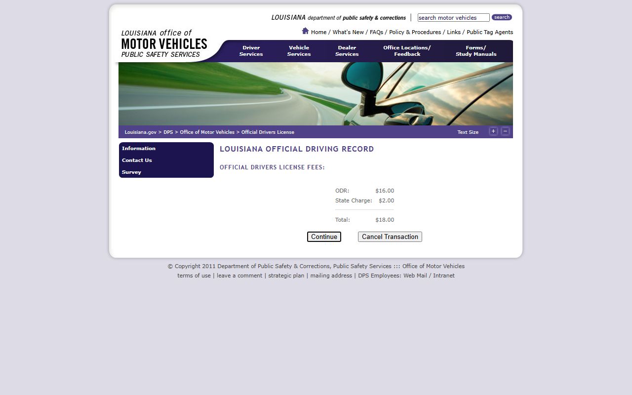 Washington Parish traffic court records Louisiana ODR fee page